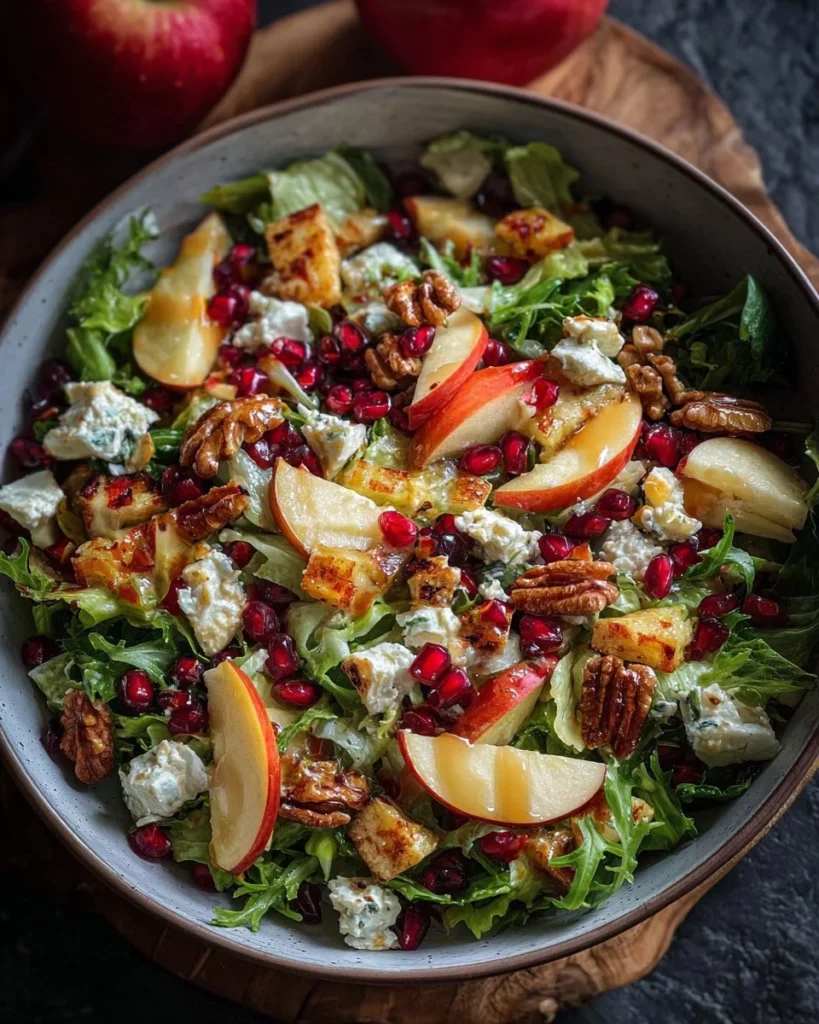 Honeycrisp Apple Feta Salad with fall ingredients and vibrant colors