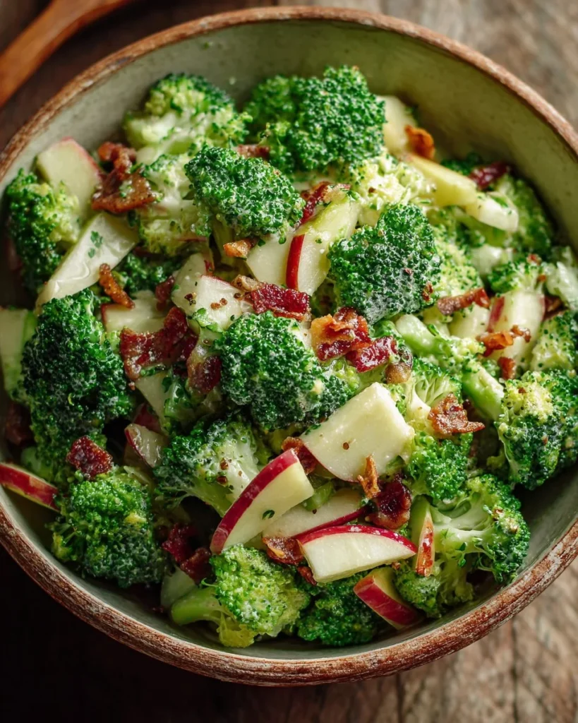 Healthy Apple Broccoli Salad with crunchy apples and fresh broccoli