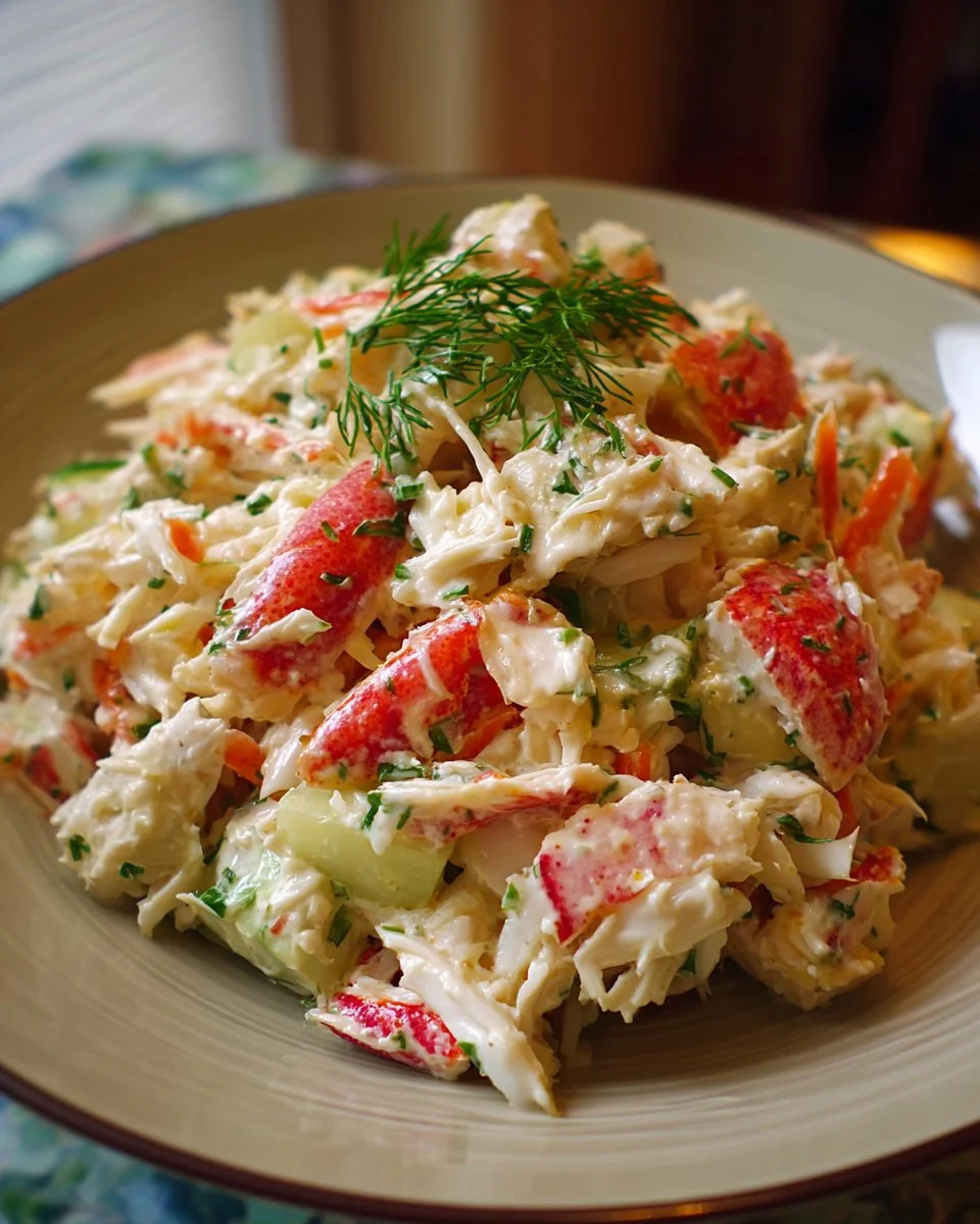Delicious crab salad made with fresh ingredients and served in a bowl