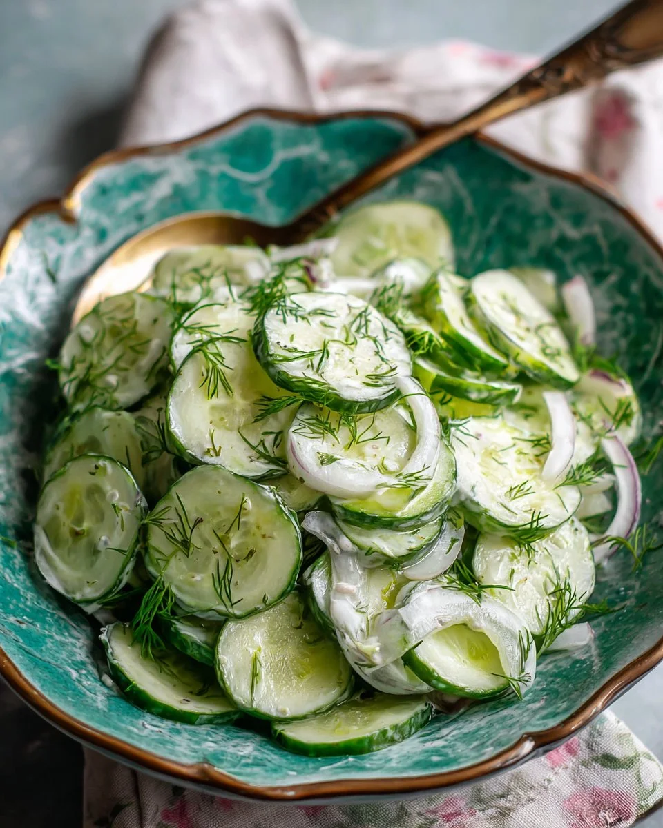 Fresh Cucumber Dill Salad with herbs and a light dressing
