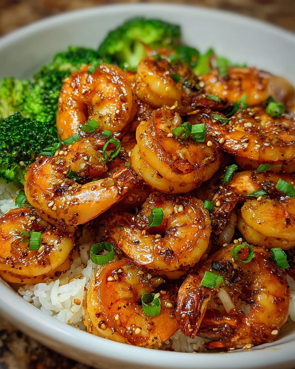 High-Protein Honey Garlic Shrimp dish served on a plate