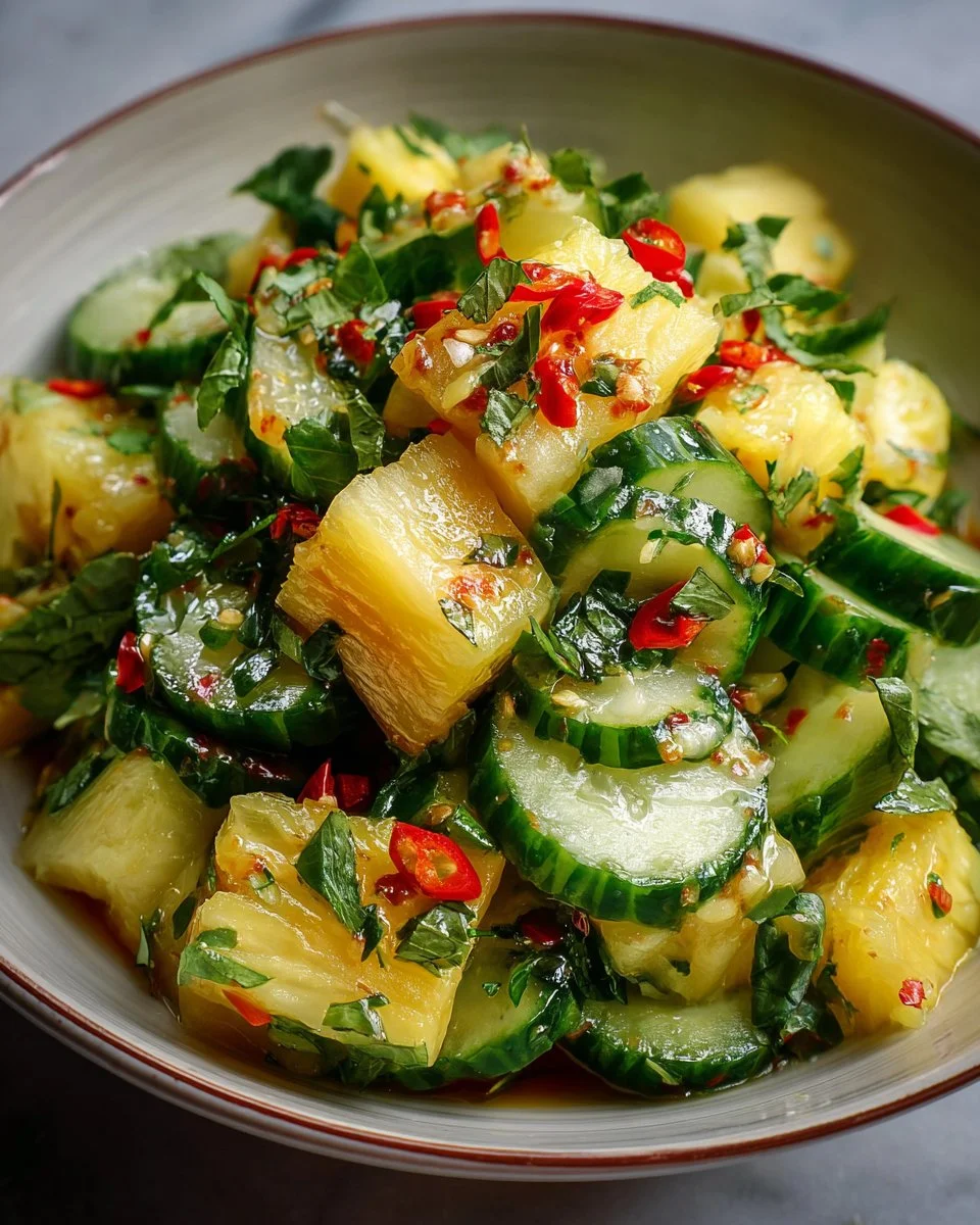 Vibrant Pineapple Cucumber Salad with fresh ingredients