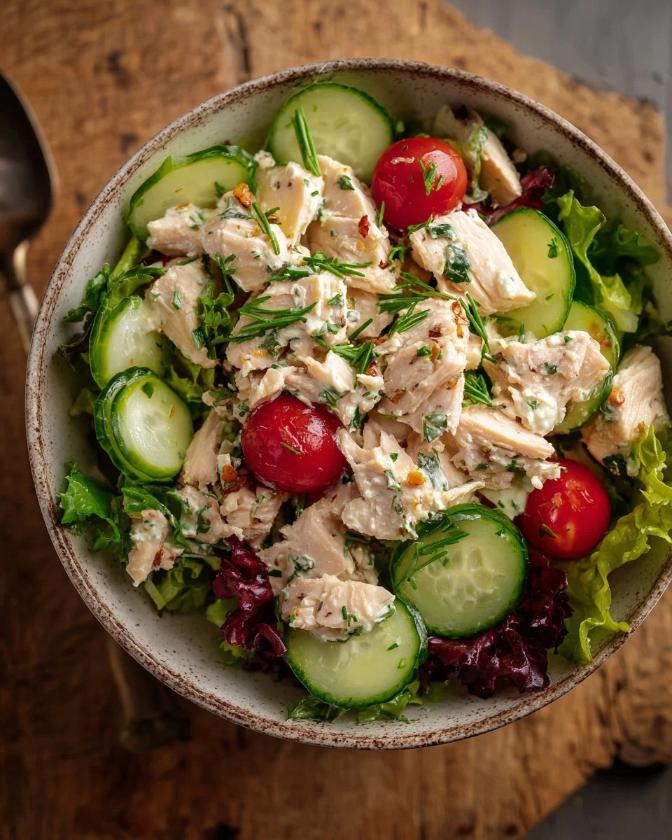 Healthy chicken salad with fresh vegetables and grilled chicken