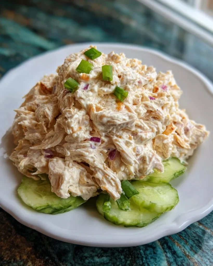 High-protein cottage cheese chicken salad served in a bowl