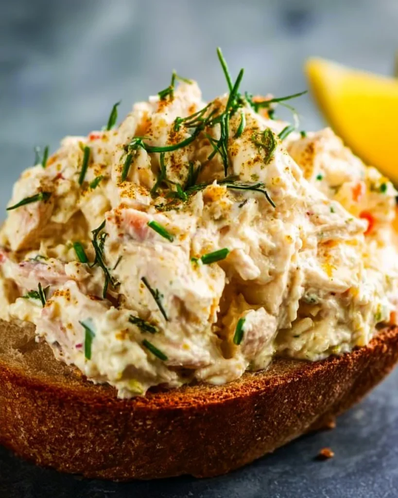 High-Protein Cottage Cheese Chicken Salad with Greek Yogurt on a plate.