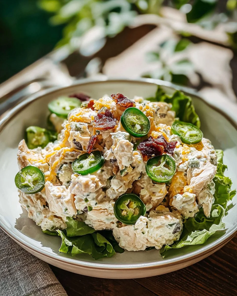 Keto Jalapeno Popper Cottage Cheese Chicken Salad on a plate