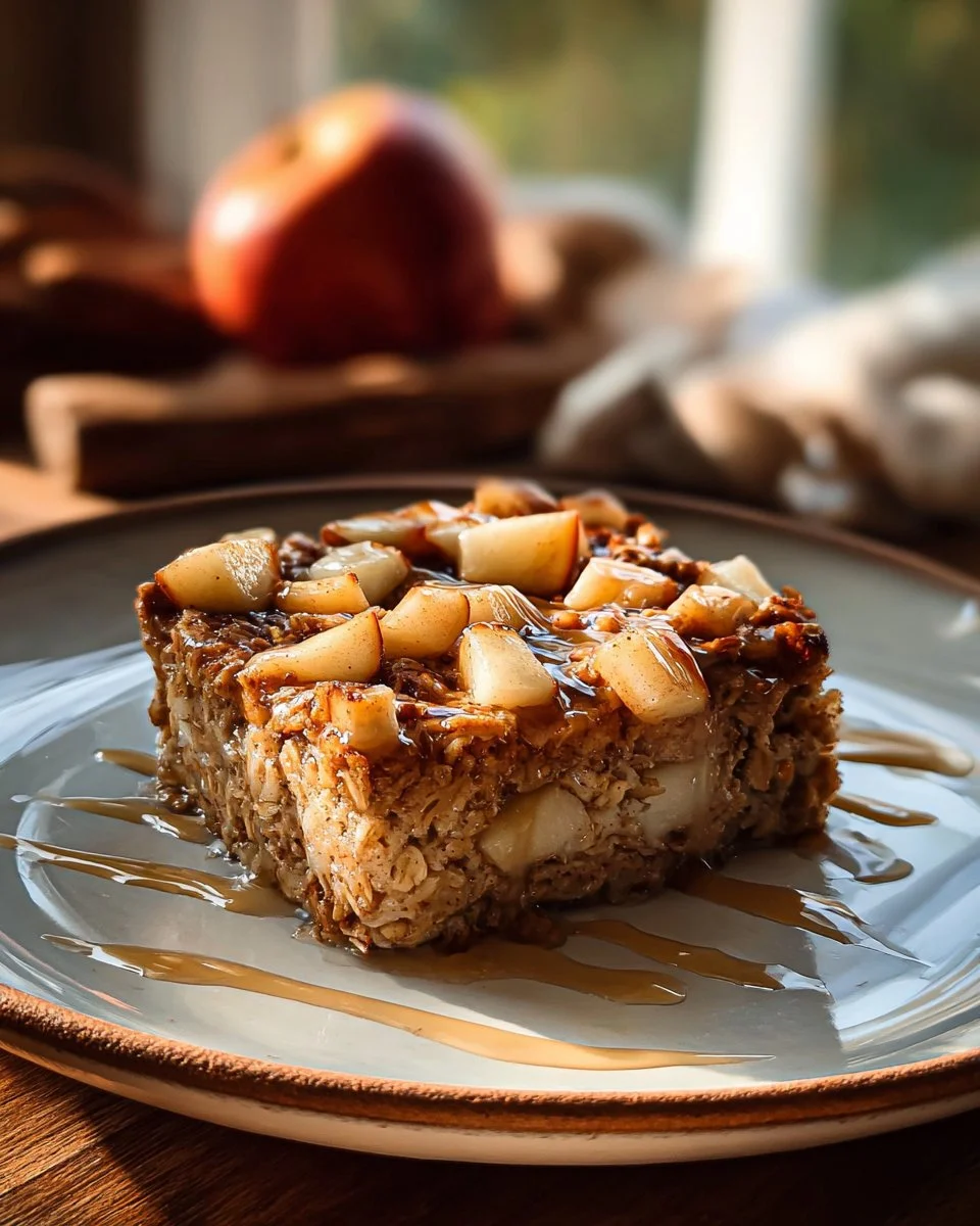 Oatmeal Apple Breakfast Bake with sliced apples and spices